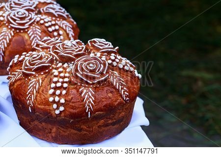 The Traditional Wedding Bread Korovai With Flowers