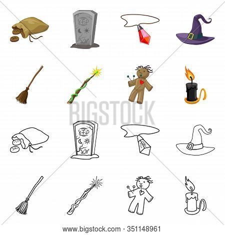 Vector Design Of Witchcraft And Mystic Icon. Set Of Witchcraft And Magic Stock Symbol For Web.