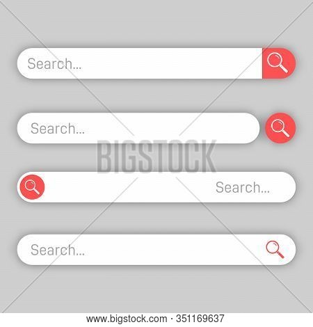 Search Bar. Searching Internet Field, Website Ui Bars With Shadows And Empty Online Search Engine Bo