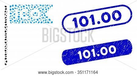 Mosaic Ico Flag And Grunge Stamp Watermarks With 101.00 Caption. Mosaic Vector Ico Flag Is Formed Wi