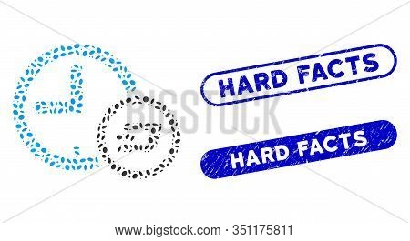 Mosaic Dash Credit Clock And Rubber Stamp Seals With Hard Facts Caption. Mosaic Vector Dash Credit C