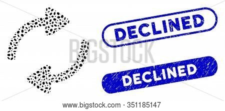 Mosaic Refresh And Grunge Stamp Seals With Declined Caption. Mosaic Vector Refresh Is Formed With Sc