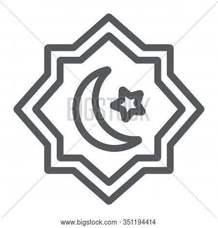 Rub El Hizb Line Icon, Ramadan And Islam, Islamic Star Sign, Vector Graphics, A Linear Pattern On A 