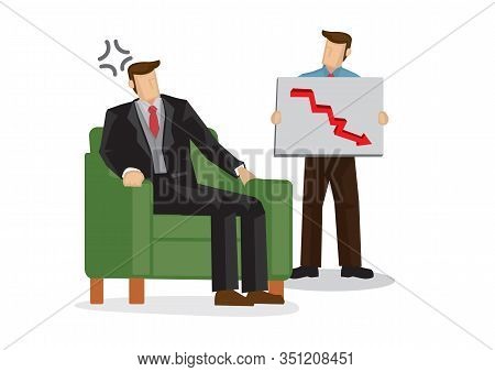 Boss Angry That His Investment Stock At A Lost. Concept Of Recession, Finance Management Or Stock Lo