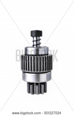 Starter Bendix, Car Starter Detail Close-up Isolate On White Background