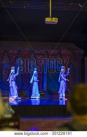 Phan Rang Town, Ninh Thuan Province, Vietnam - 14 January, 2020: The Cham Girls Perform An Apsara Tr
