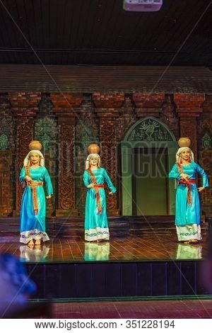 Phan Rang Town, Ninh Thuan Province, Vietnam - 14 January, 2020: The Cham Girls Perform An Apsara Tr