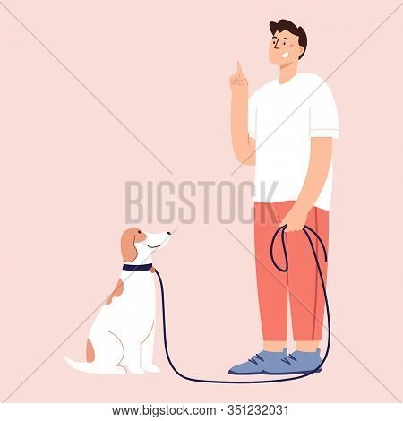 Flat Cartoon Vector Illustration About Dogs Training
