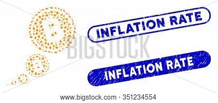 Mosaic Bitcoin Inflation And Rubber Stamp Seals With Inflation Rate Text. Mosaic Vector Bitcoin Infl