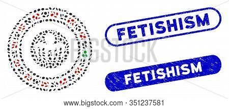 Mosaic Spectre Casino And Grunge Stamp Seals With Fetishism Phrase. Mosaic Vector Spectre Casino Is 
