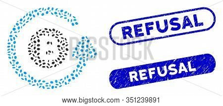 Mosaic Bitcoin Chargeback And Corroded Stamp Seals With Refusal Phrase. Mosaic Vector Bitcoin Charge