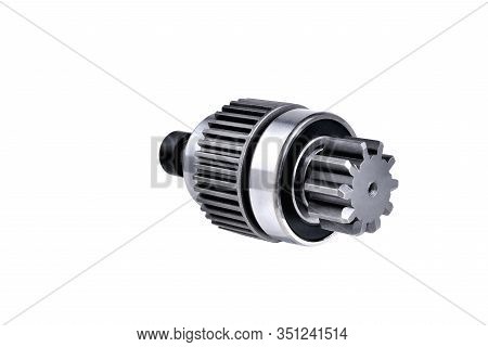 Starter Bendix, Car Starter Detail Close-up Isolate On White Background