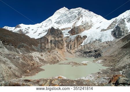 Mount Makalu And Glacial Lake Near Mt Makalu Base Camp, Barun Valley, Nepal Himalayas Mountains