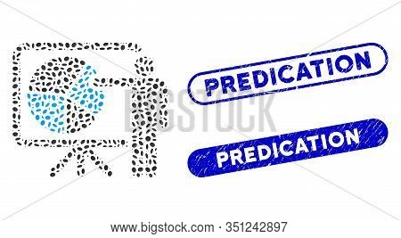 Mosaic Public Report And Grunge Stamp Seals With Predication Caption. Mosaic Vector Public Report Is