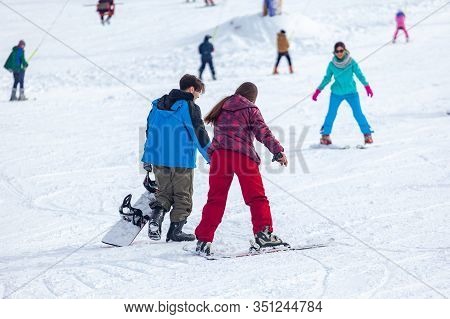 Bakuriani, Georgia February 15, 2020 - Light Skiing Track In Bakuriani