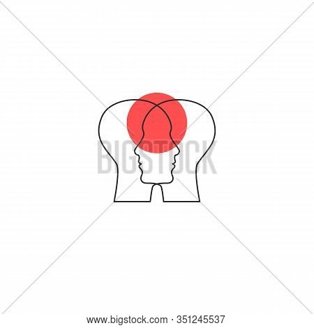 Empathy Logo, Coach Icon, Two Faces And Circle, Psychologist Sign, Empathy Idea, Psychology Concept,