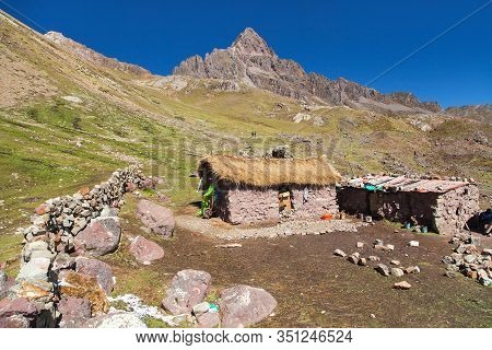 Small Home Building In Vilcanota Mountains Or Ausangate Mountains, Peruvian Andes