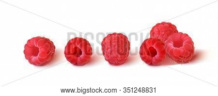 Collection Of Ripe Raspberries Isolated On A White Background