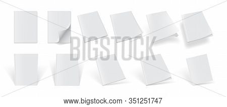 Set Of Magazine Covers From Different Sides On A White Background Vector Mock Up