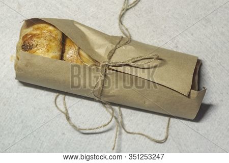 Samsa Delivery In Crafty Paper. Samsa - A Savoury Meat Pastry In Central Asian Cuisines