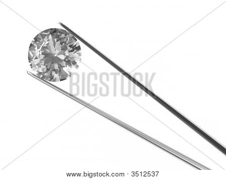 En diamant, der afholdes i pincet
