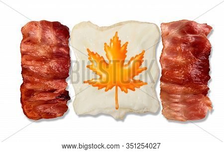Canadian Breakfast Eggs And Bacon Strips Shaped As A Canada Flag Creative Food  In A 3d Illustration