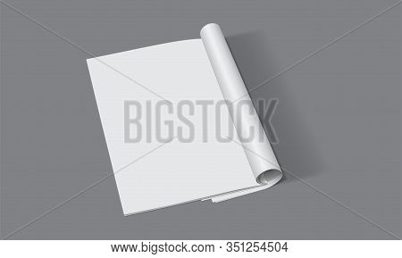 Open White Magazine On Dark Background Mock Up Vector