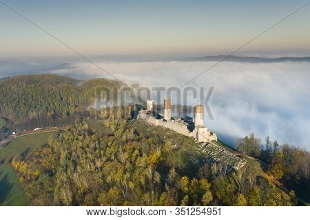 Aerial View Of Castle Checiny Near Kielce,poland
