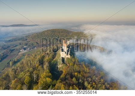 Aerial View Of Castle Checiny Near Kielce,poland