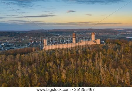 Aerial View Of Castle Checiny Near Kielce,poland