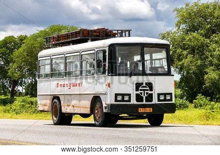 Rundu, Namibia - February 8, 2020: Old Suburban Bus At The Interurban Road.