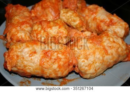 Ukrainian National Dish Golubtsy Close-up On A Plate
