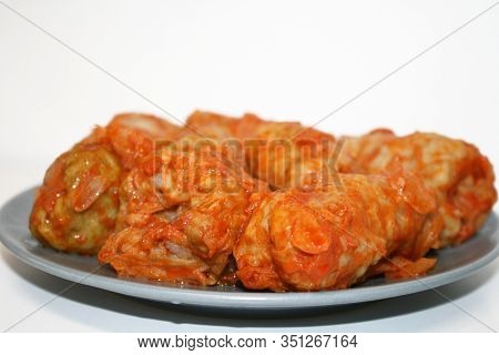 Ukrainian National Dish Golubtsy Close-up On A Plate