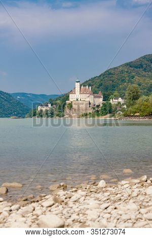 Schonbuhel castle, built on a rock on Danube river is a main historical landmark in Wachau valley, Austria