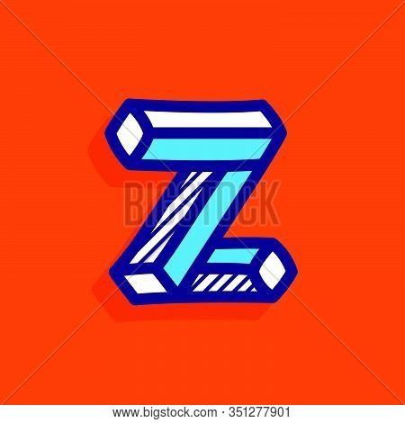 Z Letter Impossible Shape Flat Logo. Vector Handwritten Isometric Font For Geometry Labels, Engineer