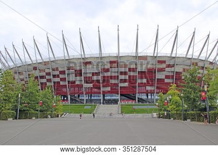 Warsaw / Poland. 27 July 2019: 
View Of National Stadium In Warsaw. Near National Stadium Of Poland 