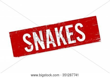 Snakes Red Square Rubber Seal Stamp On Transparent Background. Retro Icon For Forest Plase Design. P