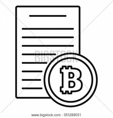 Bitcoin Paper Icon. Outline Bitcoin Paper Vector Icon For Web Design Isolated On White Background
