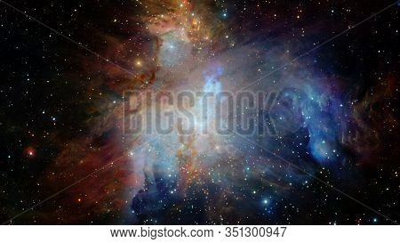 Pleiades In A Dark Night Sky. Elements Of This Image Furnished By Nasa.