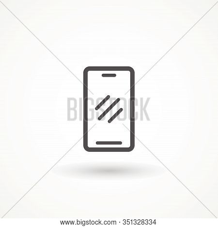 Smartphone Line Icon. Mobile Phone Sign Isolated On White Background Symbol, Ui. Editable Strok Cell