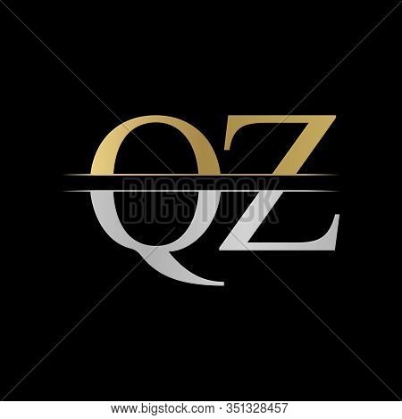 Initial Monogram Letter QZ Logo Design Vector Template. Silver and Gold QZ Letter Logo Design