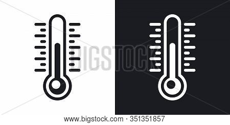 Thermometer Or Air Temperature Icon For Weather Forecast Application Or Widget. Two-tone Version On 