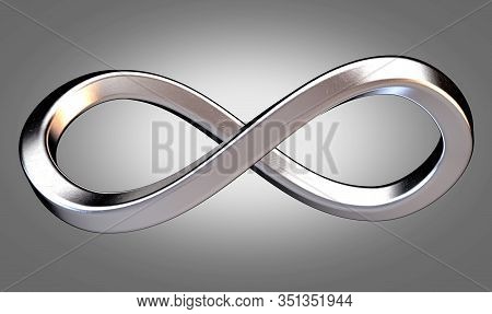 An Infinity Symbol Made Up Of Shiny Metal Square Tubing On An Isolated White Studio Background - 3d 