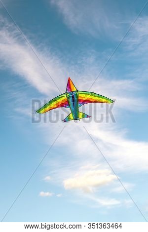 A Colorful Kite Flying In The Sky Is A Symbol Of Freedom And Equality Of Free Sexual People. Airplan
