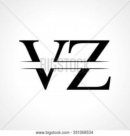 Creative Letter VZ Logo Vector Template With Black Color. VZ Logo Design