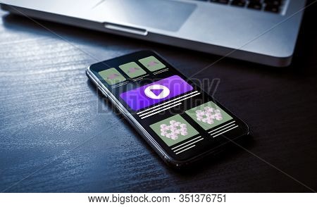 Responsive Website Design Concept, Mobile Web Usability. Closeup Smartphone With Adaptive Ui Ux Web 