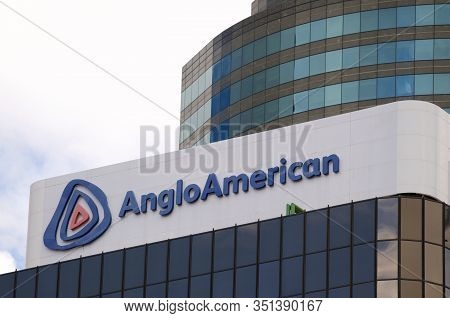 Brisbane, Queensland, Australia - 26th January 2020 : View Of The Anglo American Sign Hanging On The