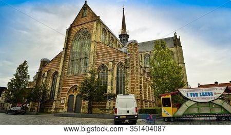 Goes, Region Of Zeeland, Holland. August 2019. View Of Three-fourths Of The Facade Of The Imposing C