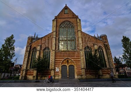 Goes, Region Of Zeeland, Holland. August 2019. View Of The Facade Of The Imposing Church Of Maria Ma