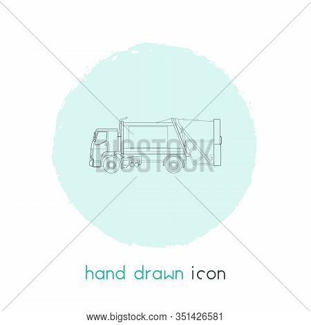 Garbage Truck Icon Line Element. Vector Illustration Of Garbage Truck Icon Line Isolated On Clean Ba